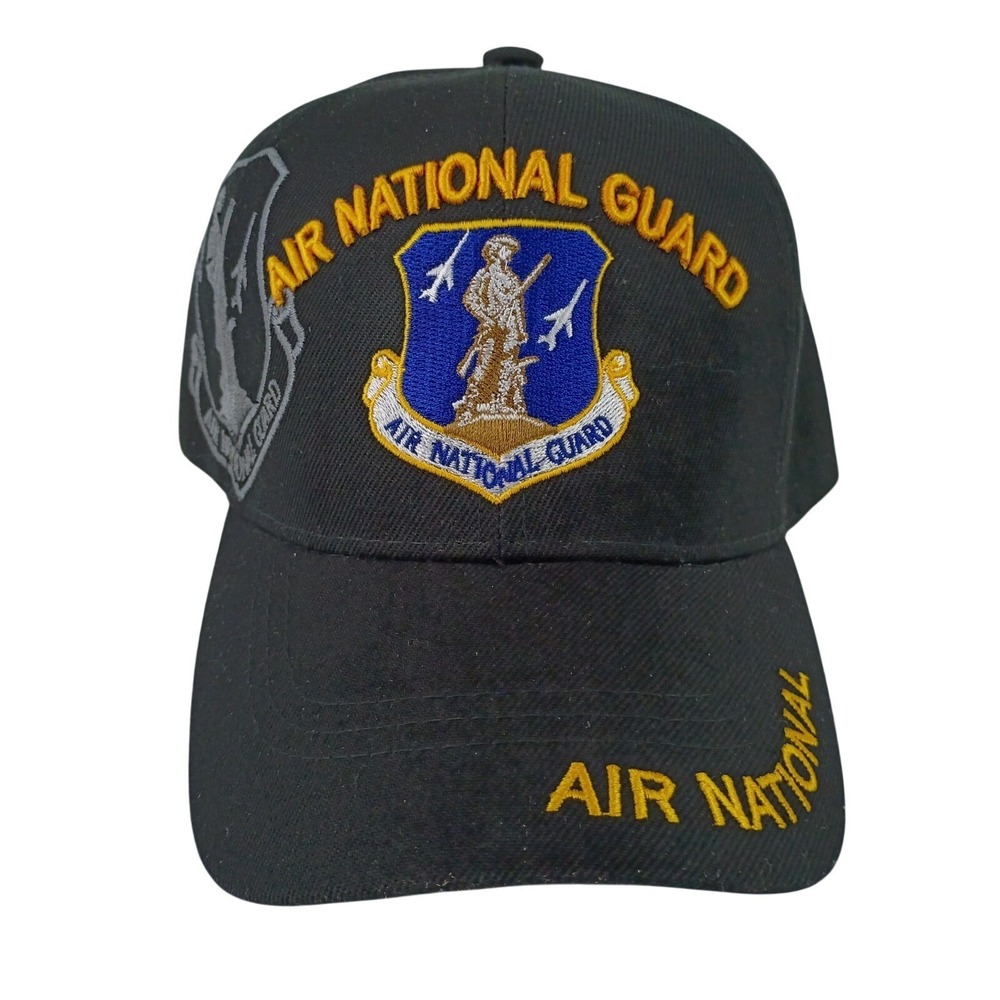 U.S. Warriors Mens OSFA Air National Guard Black Embroidered Military Cap Hat